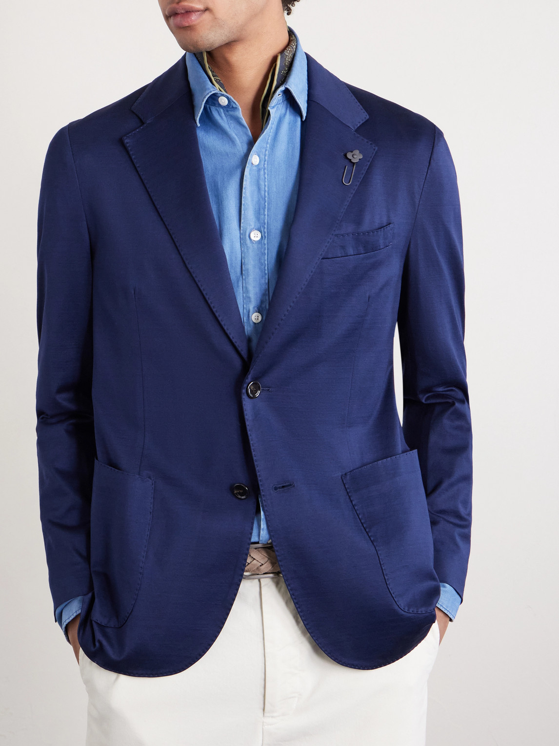  Lardini - Cotton-jersey Blazer - Men - Blue - It 46 