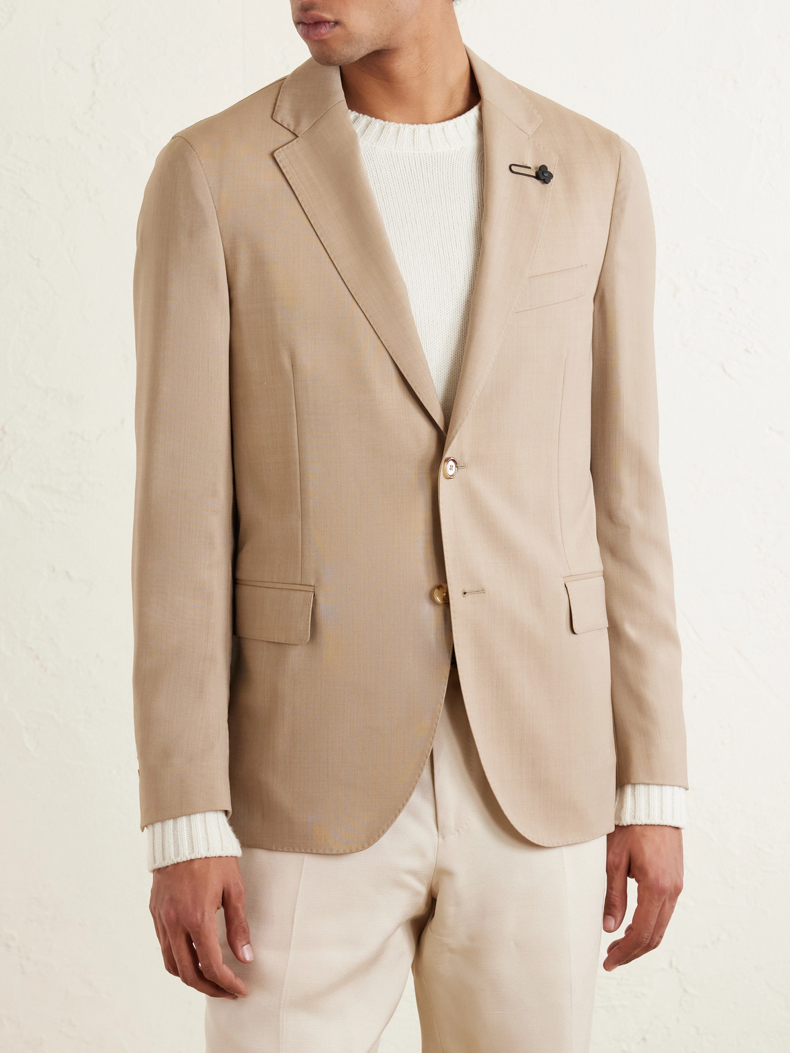  Lardini - Embellished Virgin Wool Suit Jacket - Men - Neutrals - It 50 