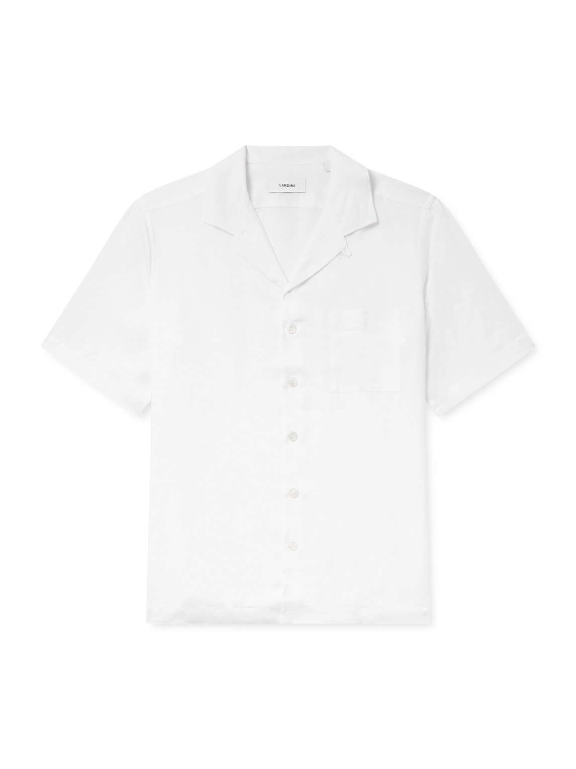 Lardini Convertible-collar Linen Shirt In White