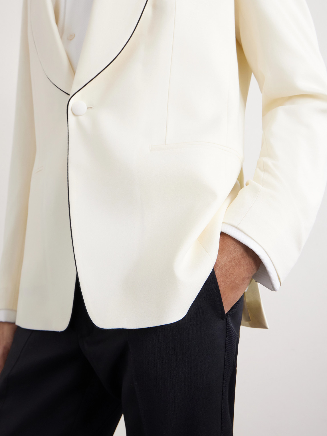 Lardini Piped Collar Blazer In Neutral