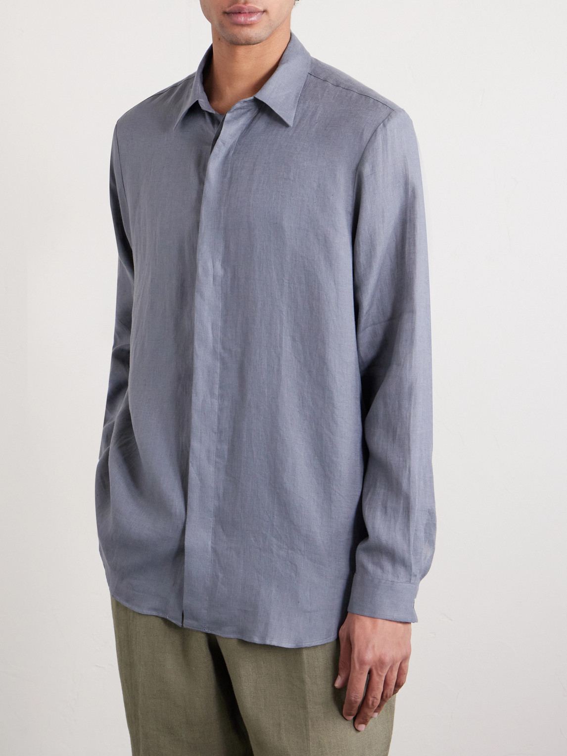  Lardini - Linen Shirt - Men - Gray - Eu 40 