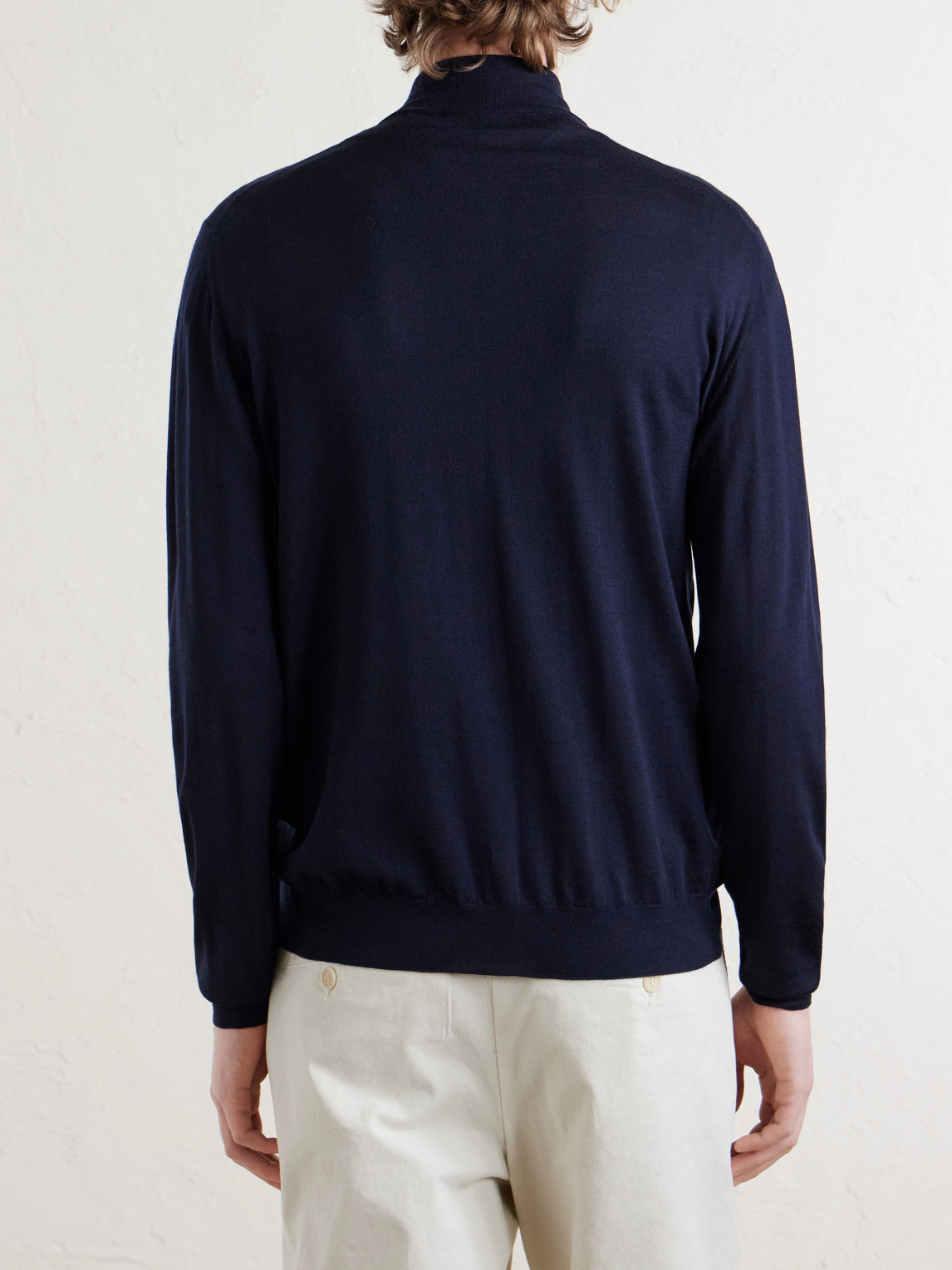  Lardini - Virgin Wool Zip-up Sweater - Men - Blue - S 