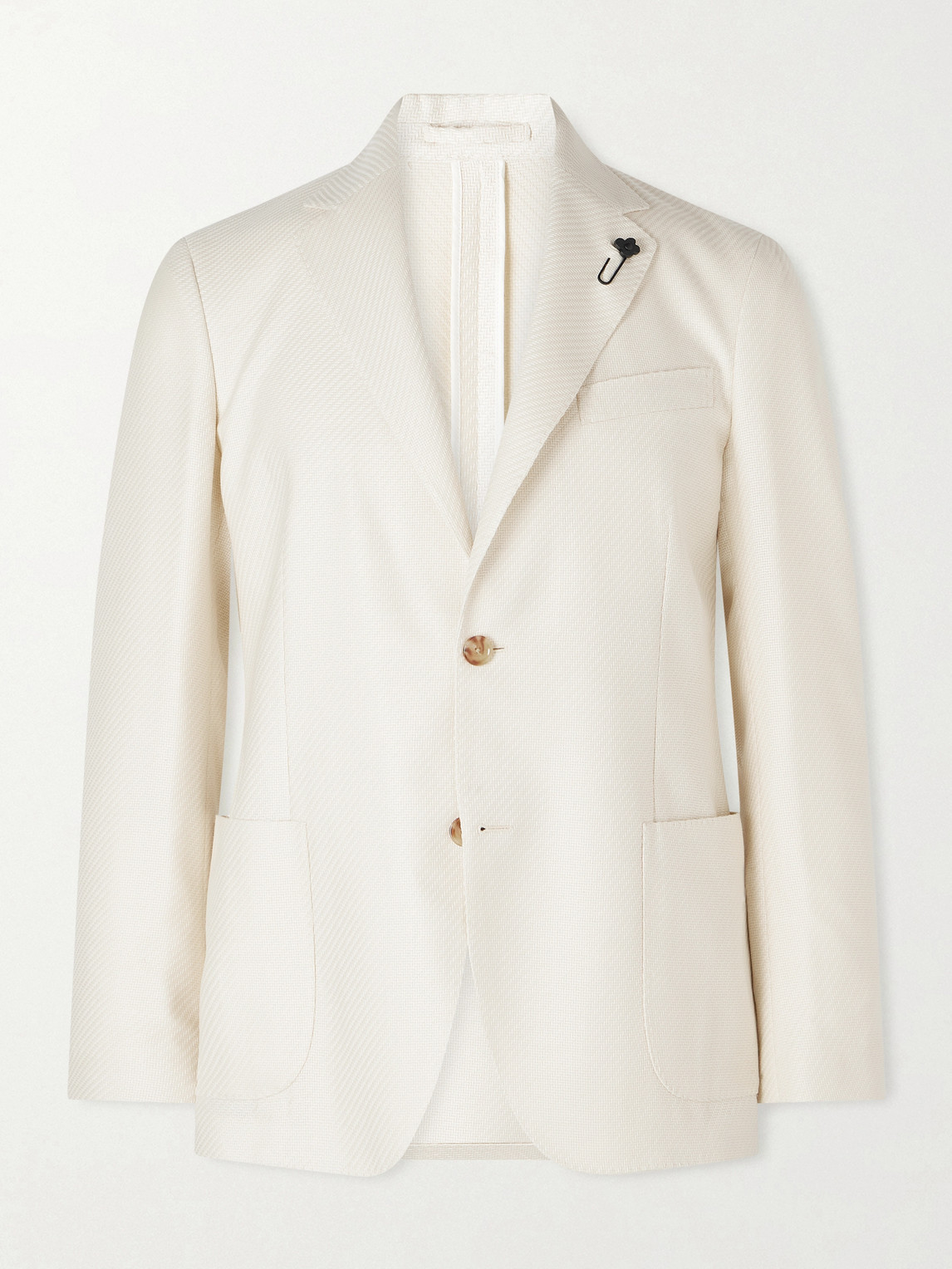 Lardini Roma Embellished Herringbone Wool and Cotton-Blend Suit Jacket IT 54
