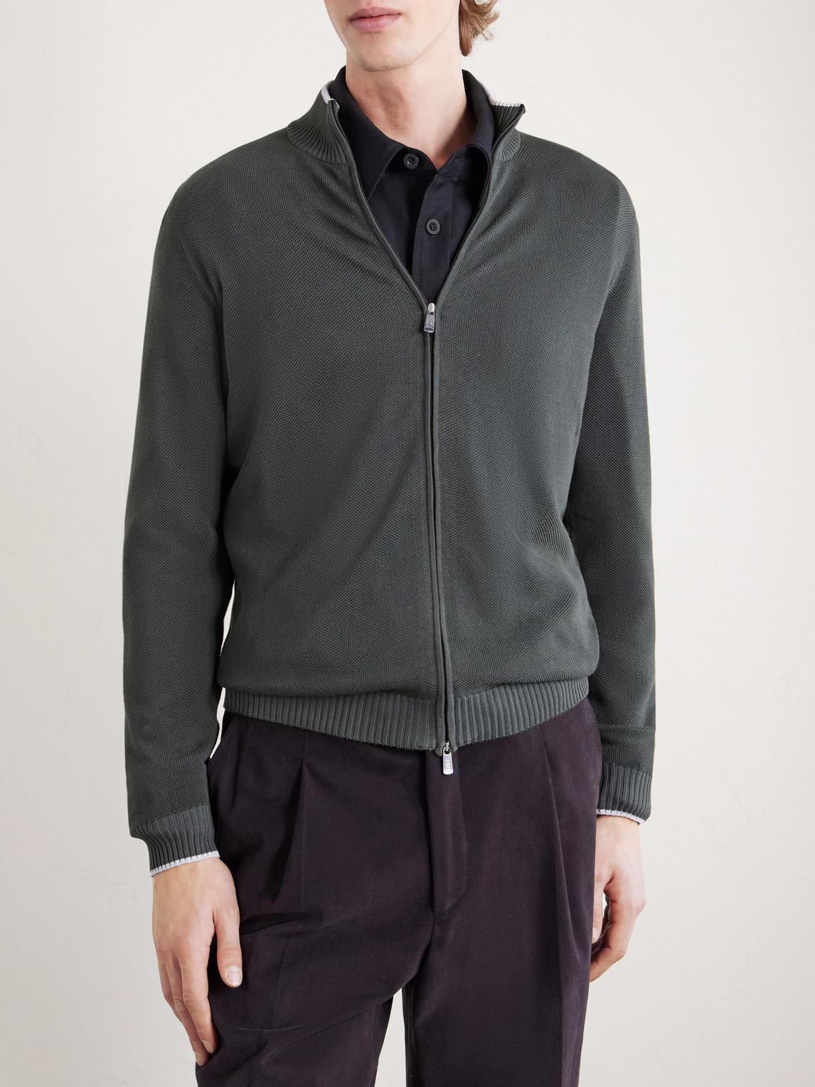  Fedeli - Cotton Zip-up Sweater - Men - Gray - It 46 