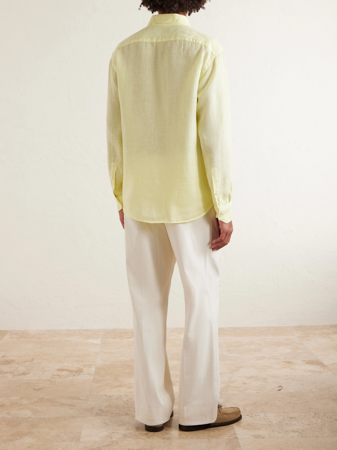  Fedeli - Phil Cutaway-collar Linen Shirt - Men - Yellow - Eu 38 
