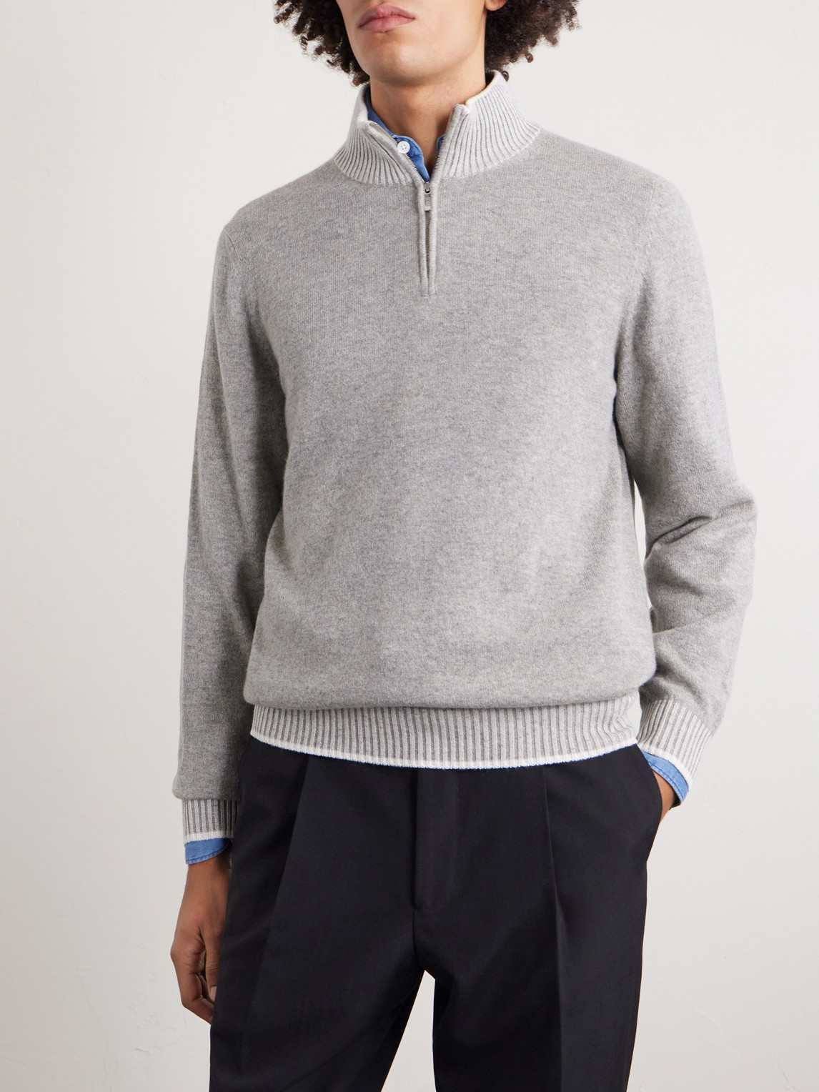  Fedeli - Cashmere Half-zip Sweater - Men - Gray - It 46 