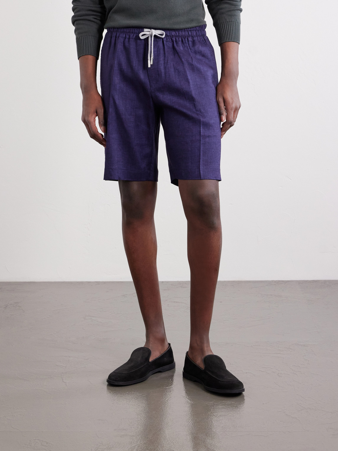  Fedeli - Alfa Straight-leg Linen Drawstring Shorts - Men - Blue - S 