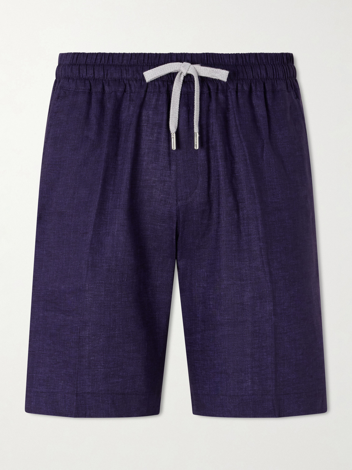 Fedeli Alfa Straight-leg Linen Drawstring Shorts In Blue
