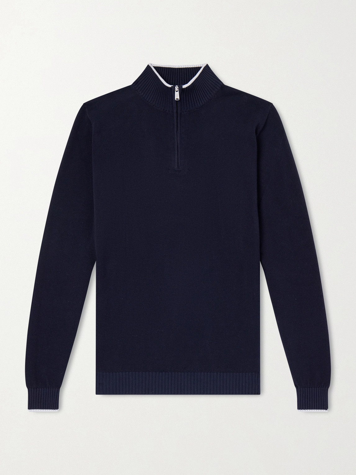 FEDELI Cotton-Piqué Half-Zip Sweater - Men