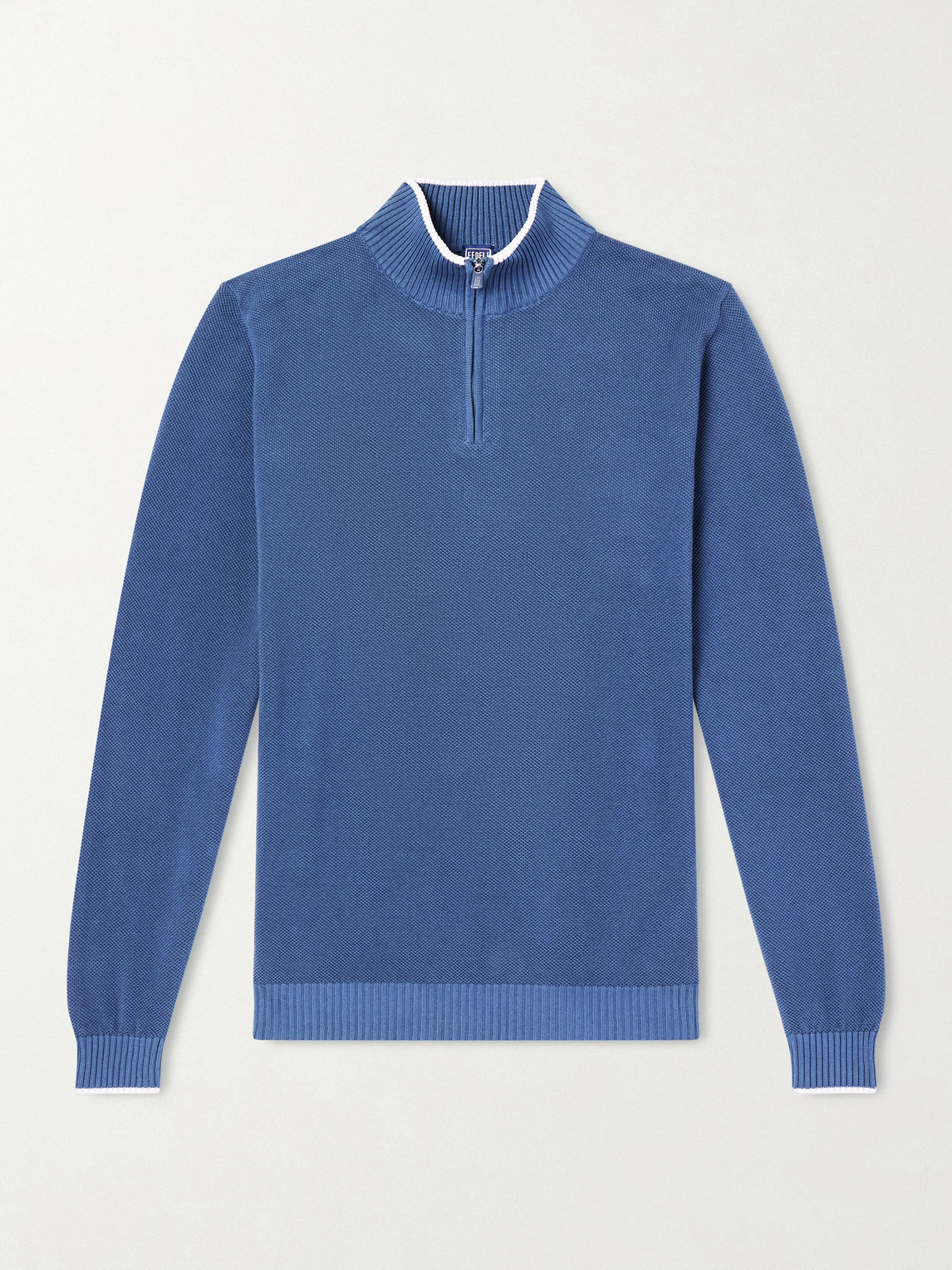 FEDELI Cotton-Piqué Half-Zip Sweater - Men