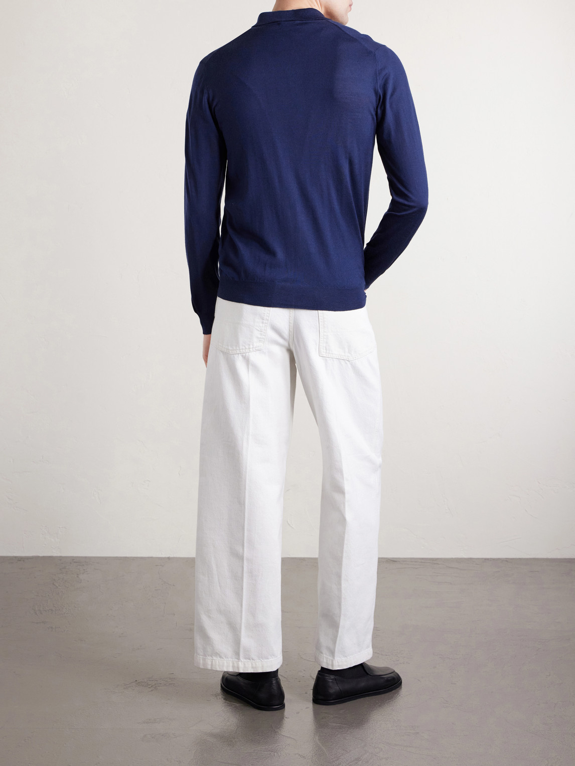  Fedeli - Knitted Wool Polo Shirt - Men - Blue - It 46 
