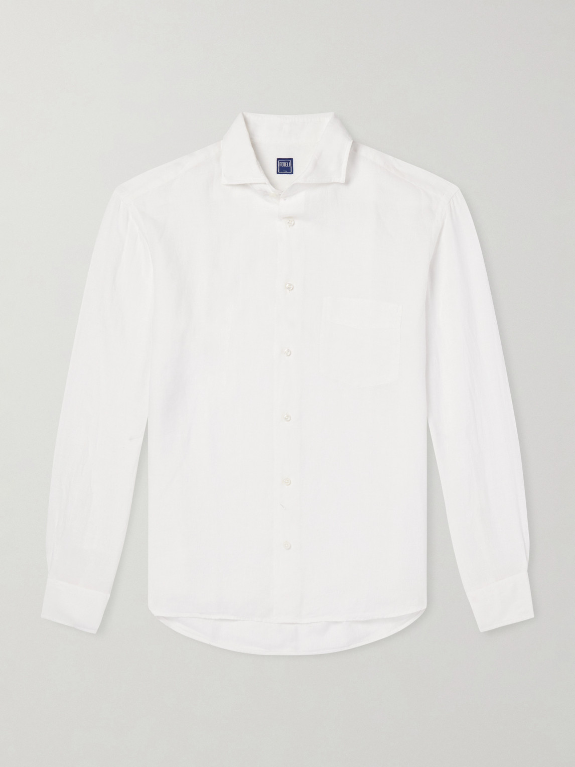 Fedeli Phil Cutaway-collar Linen Shirt In White