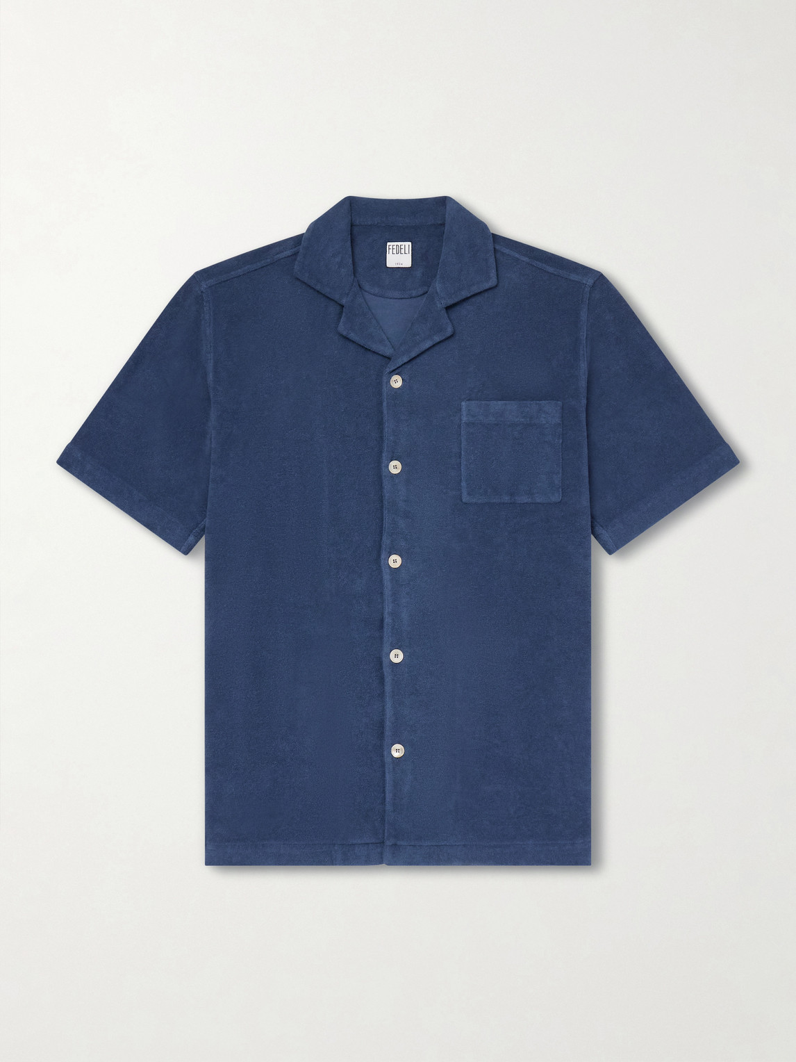 FEDELI – Camp-Collar Cotton-Terry Shirt