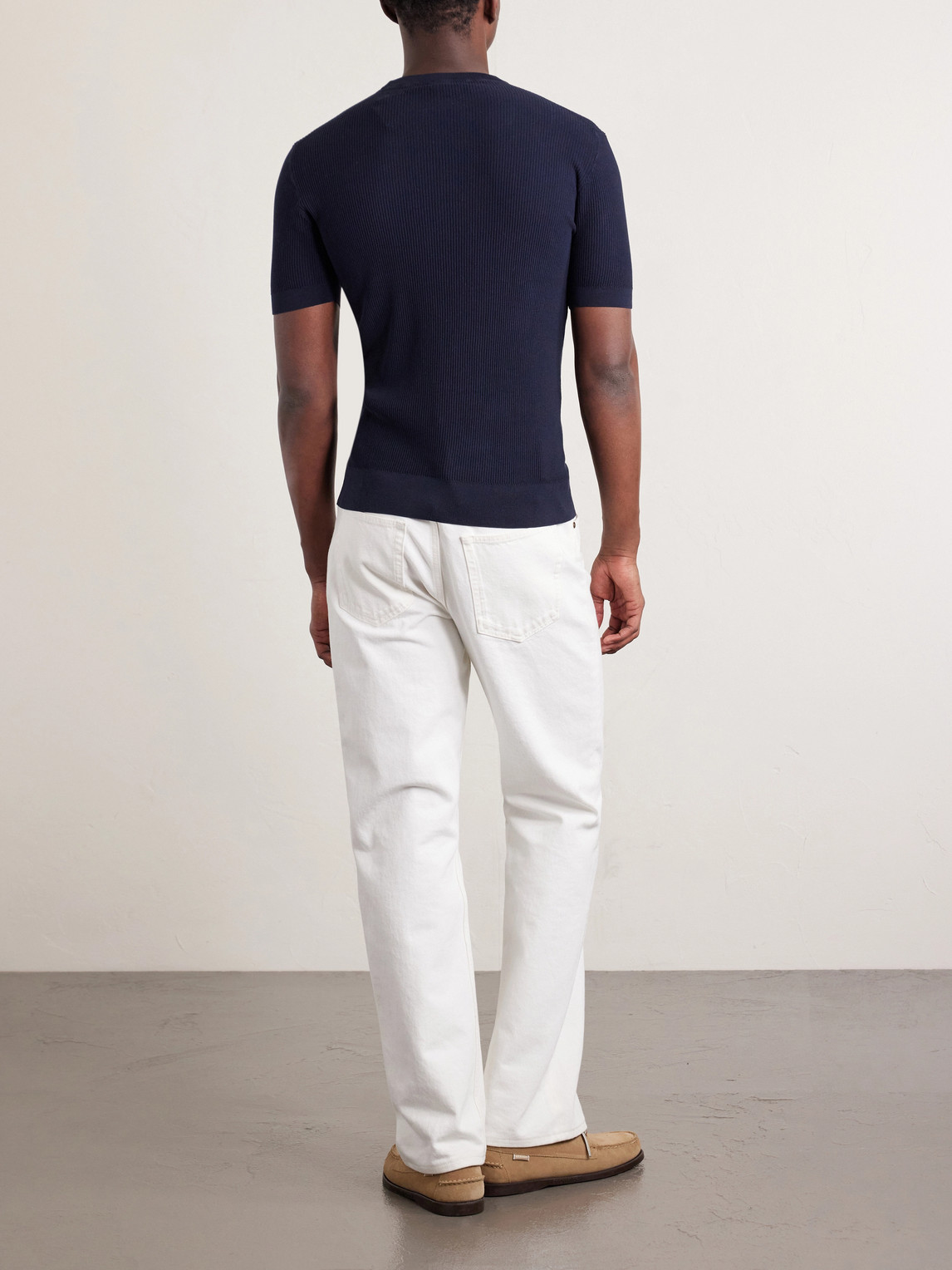  Fedeli - Ribbed Cotton T-shirt - Men - Blue - It 44 