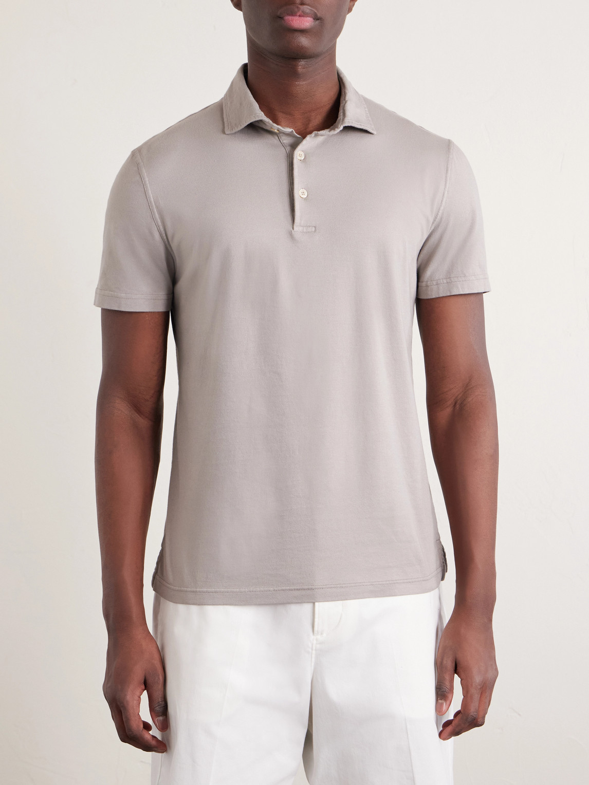  Fedeli - Cotton-blend Jersey Polo Shirt - Men - Gray - It 44 