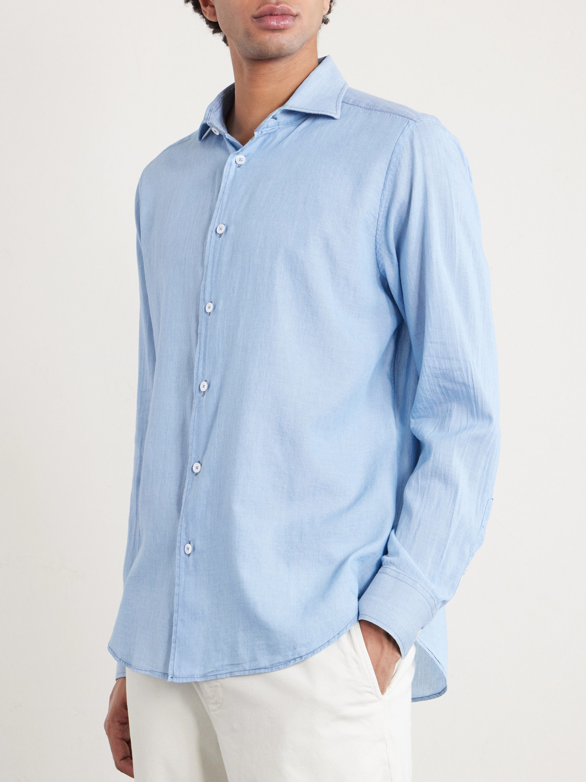  Fedeli - Sean Cotton-chambray Shirt - Men - Blue - Eu 38 