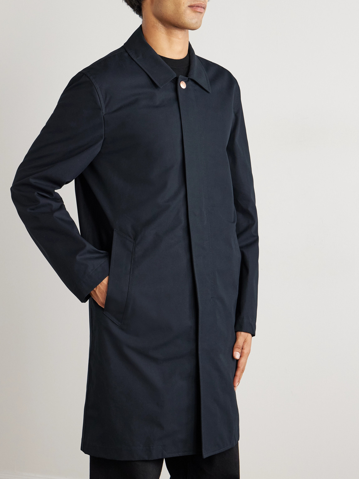 Private White V.c. Jack's Mac Cotton Coat In Blue
