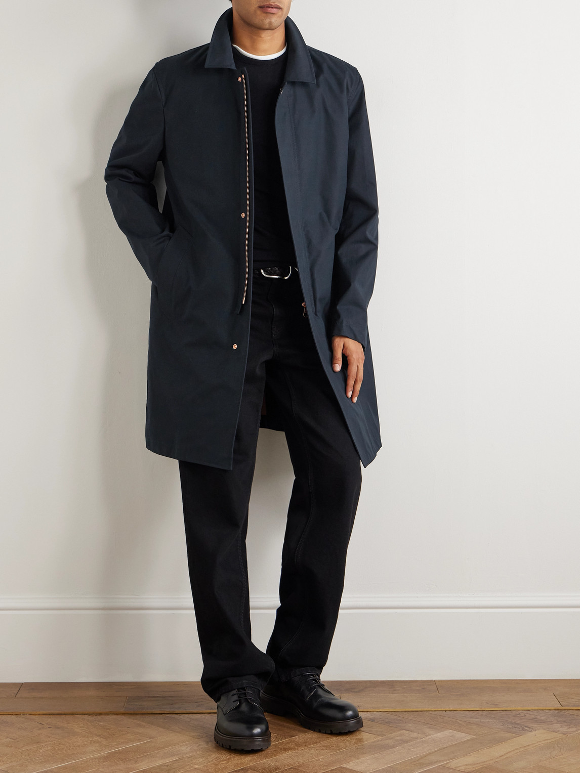 Private White V.c. Jack's Mac Cotton Coat In Blue