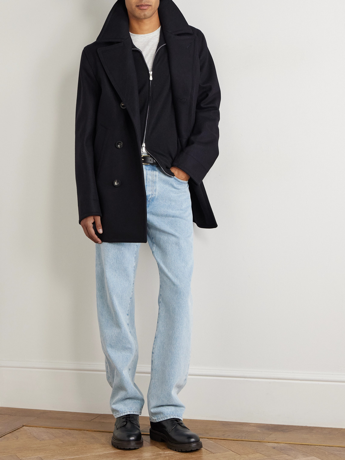 Private White V.c. The Manchester Wool Peacoat In Blue
