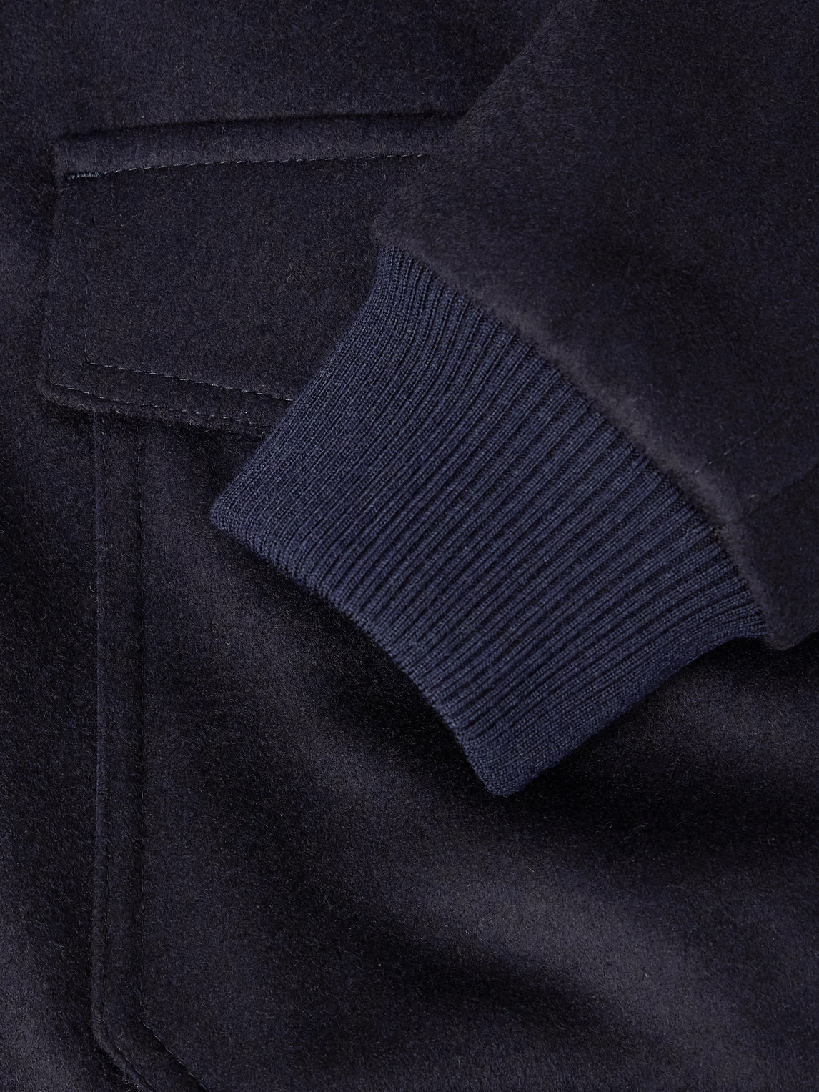Private White V.c. The Flight Jacket 3.0 Shearling-trimmed Wool Bomber Jacket In Blue