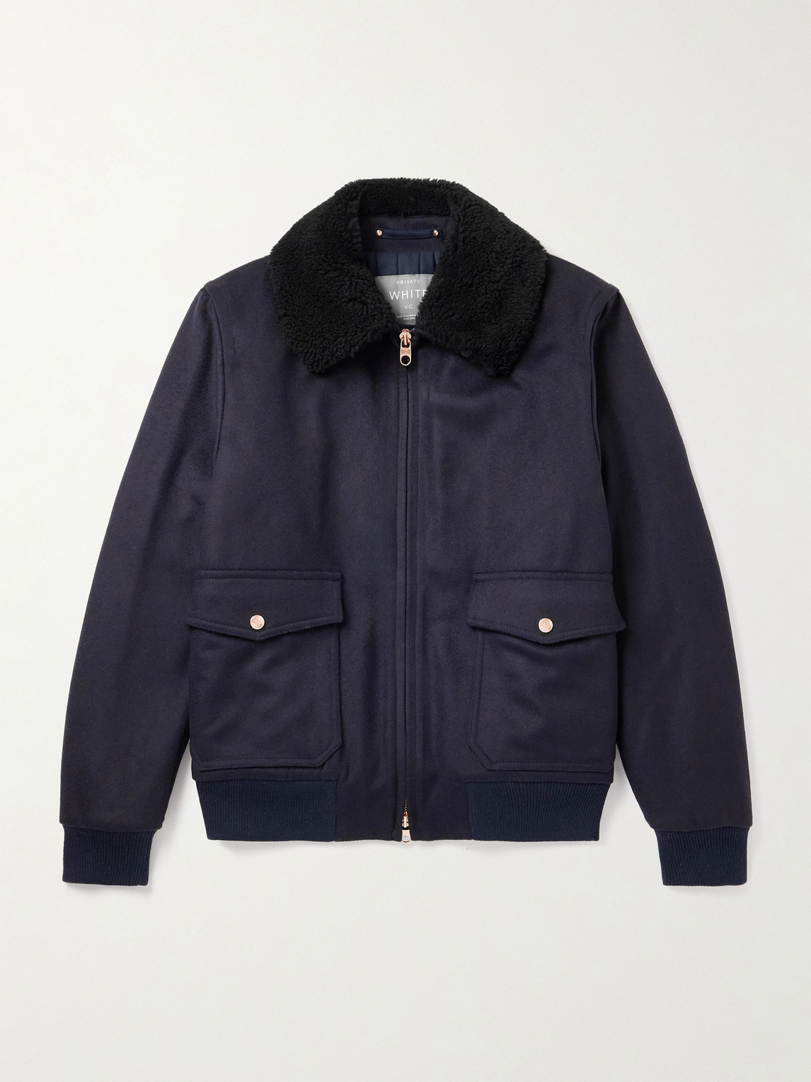 Private White V.C. The Flight Jacket 3.0 Shearling-Trimmed Wool Bomber Jacket - Men