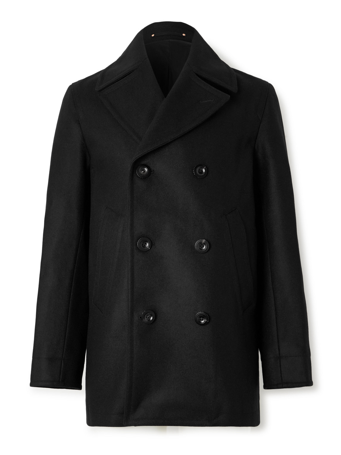 Private White V.c. The Manchester Wool Peacoat In Black