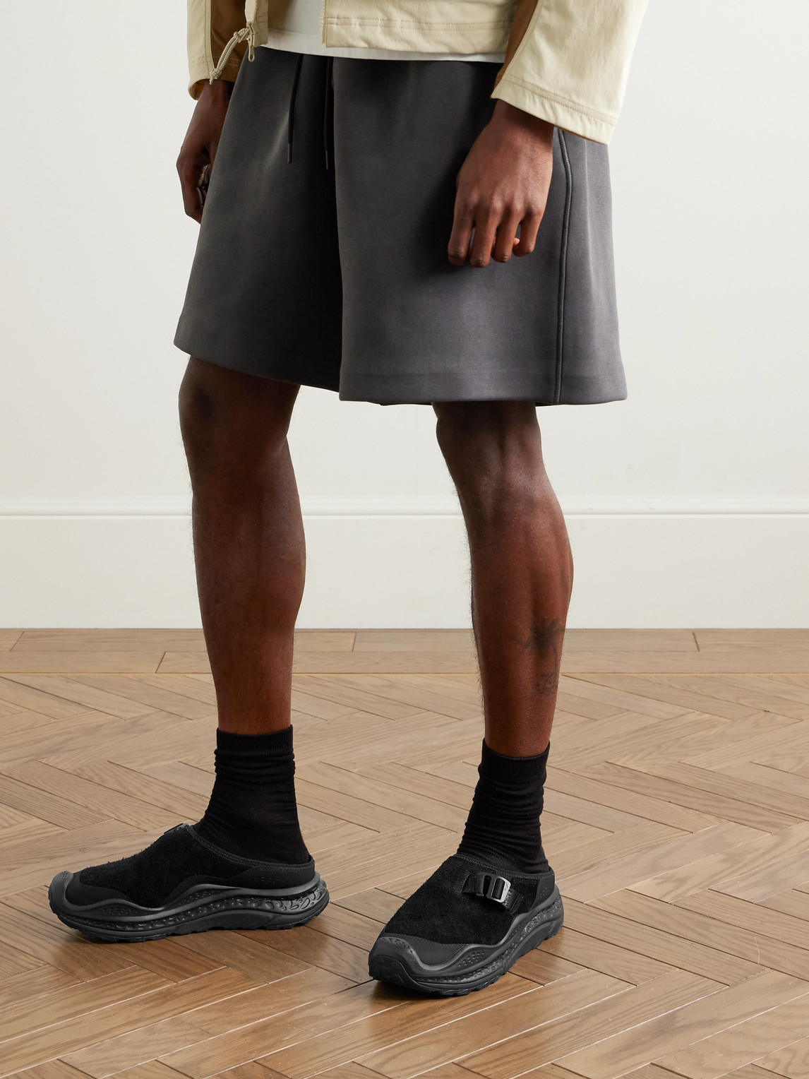 Hoka Ora Primo Ext Rubber-trimmed Suede Slip-on Sneakers In Black