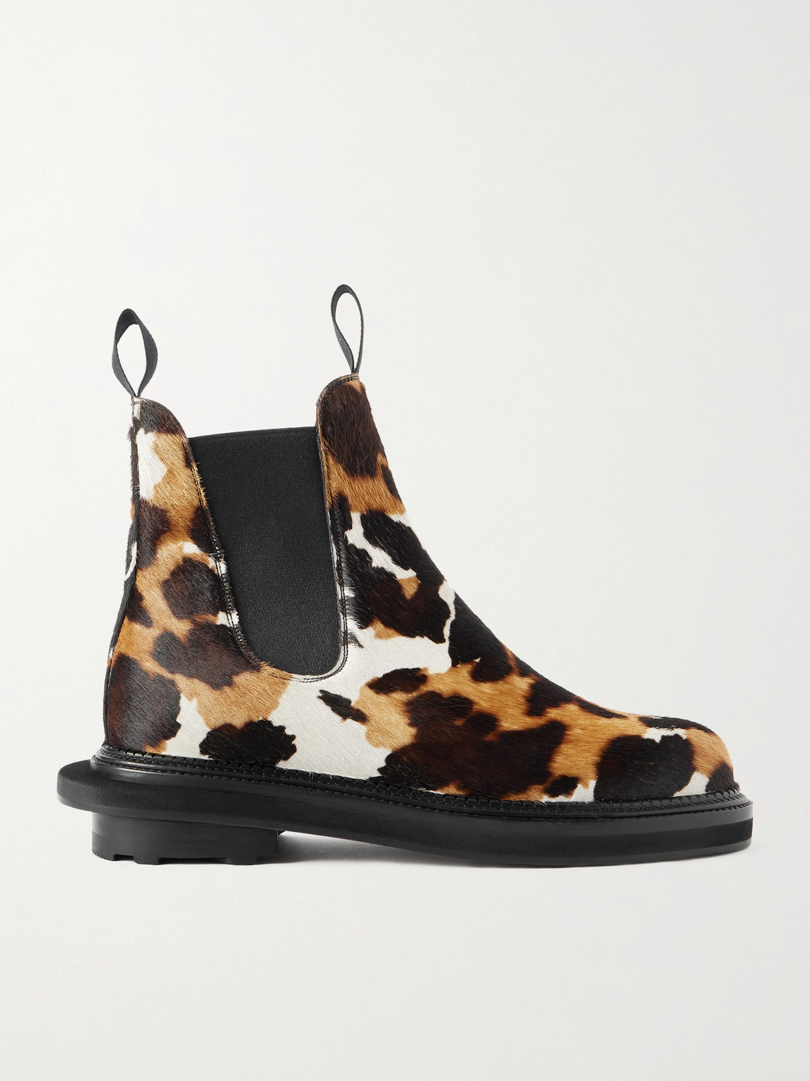 + Sacai Cow-Print Calf Hair Chelsea Boots
