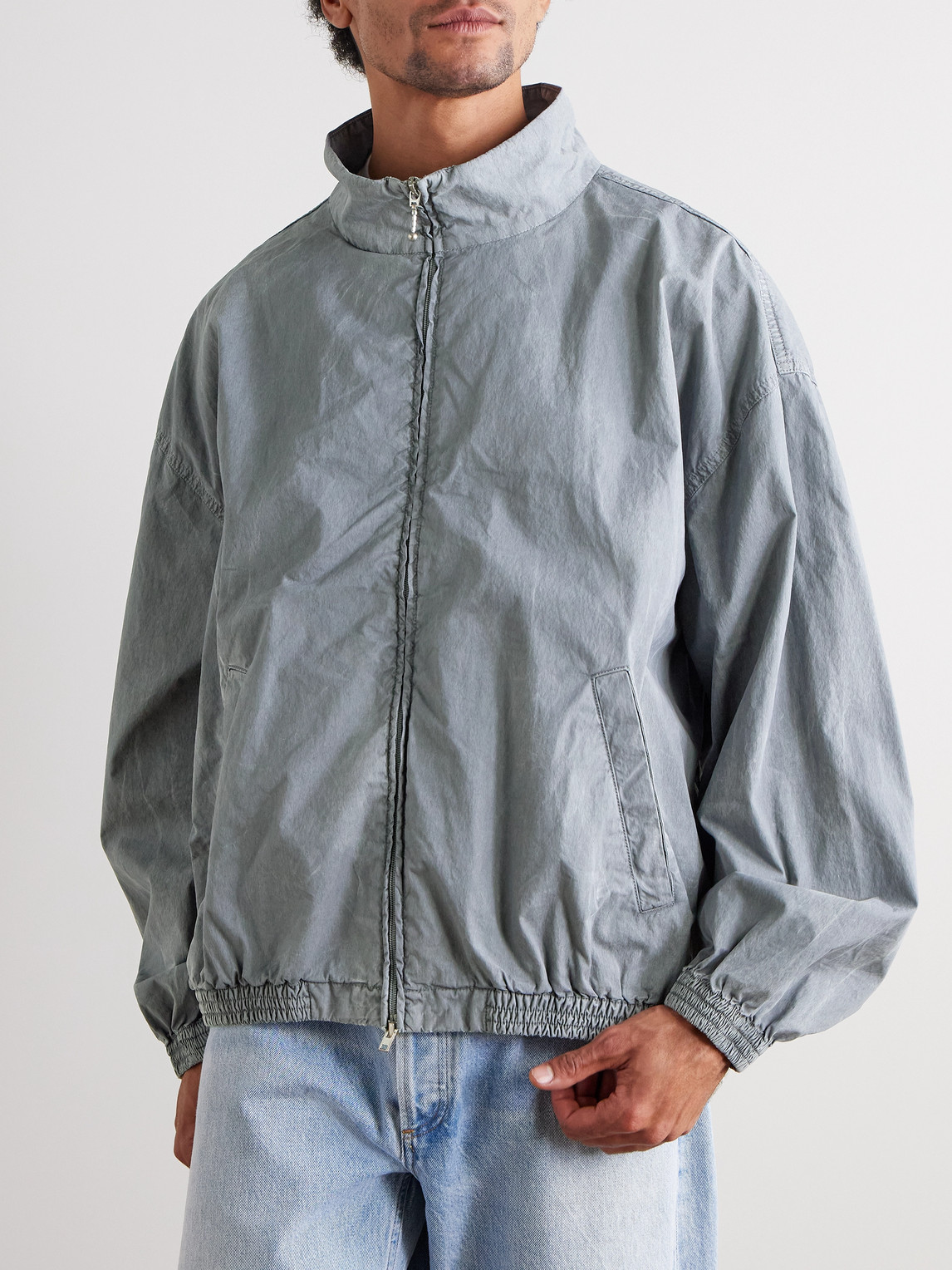  Agolde - Marshall Crinkled Cotton-blend Shell Bomber Jacket - Men - Gray - S 