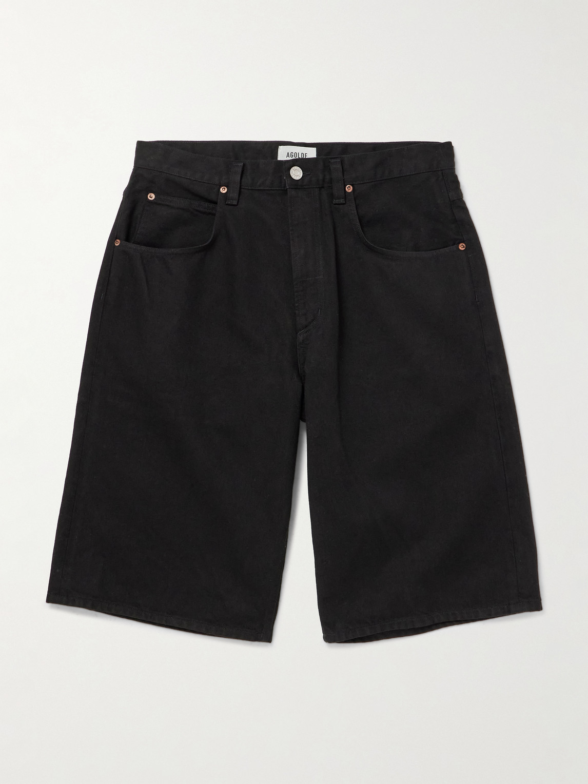Agolde Fusion Straight-leg Denim Shorts In Black