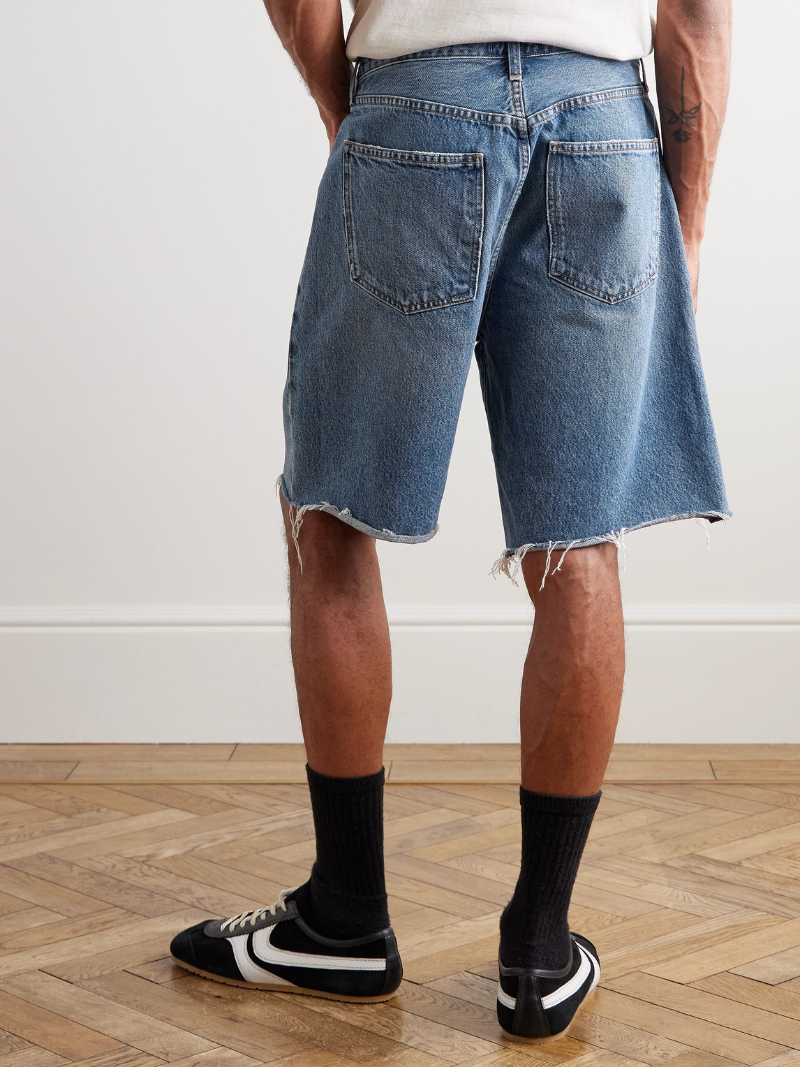  Agolde - Anson Straight-leg Frayed Denim Shorts - Men - Blue - Uk/us 28 