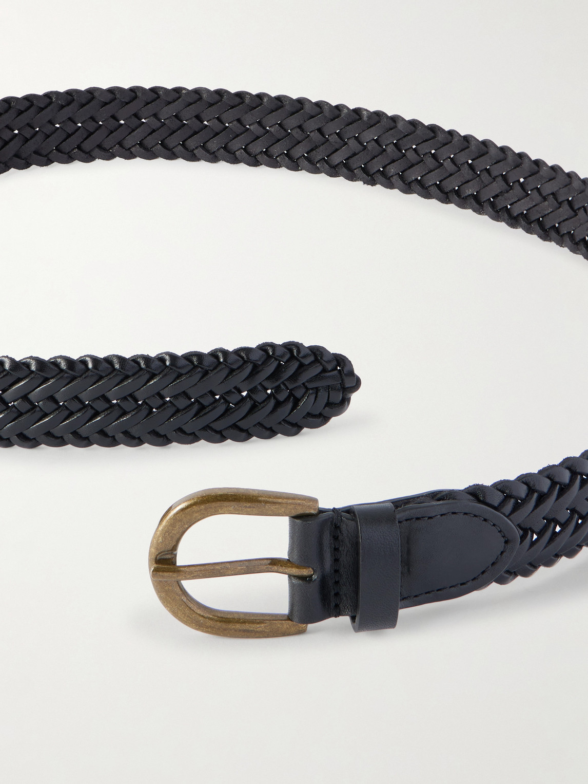 Morjas 3cm Woven Leather Belt In Black