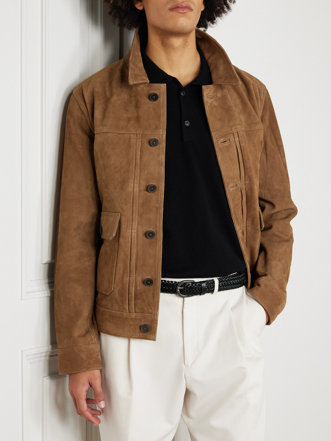 Morjas 3cm Woven Leather Belt In Black