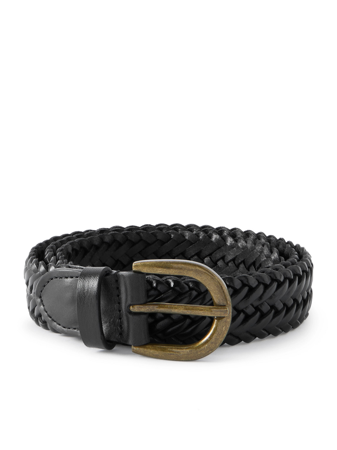 Morjas 3cm Woven Leather Belt In Black