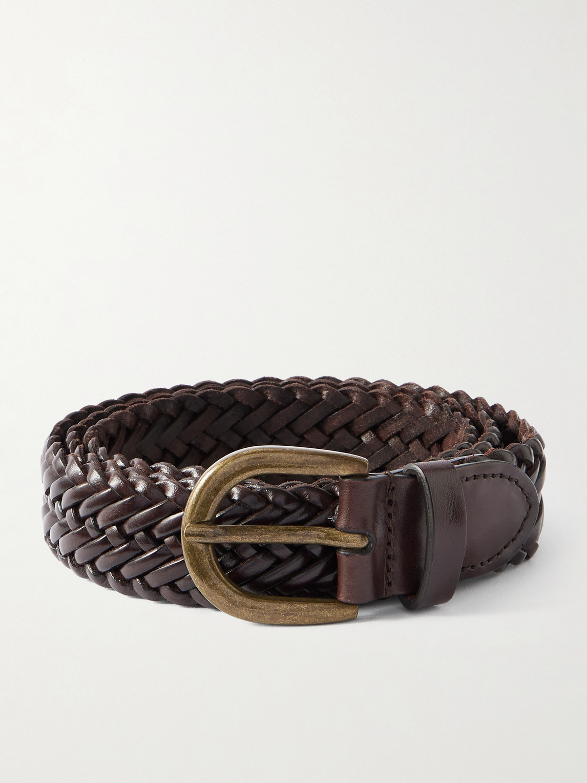 Morjas 3cm Woven Leather Belt In Brown