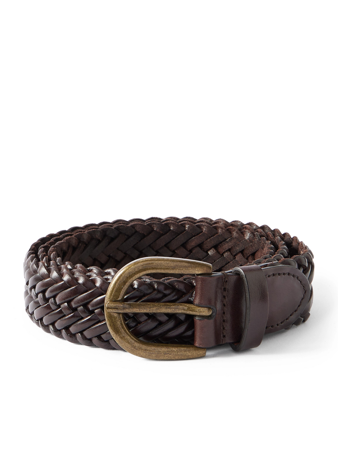 Morjas 3cm Woven Leather Belt In Brown