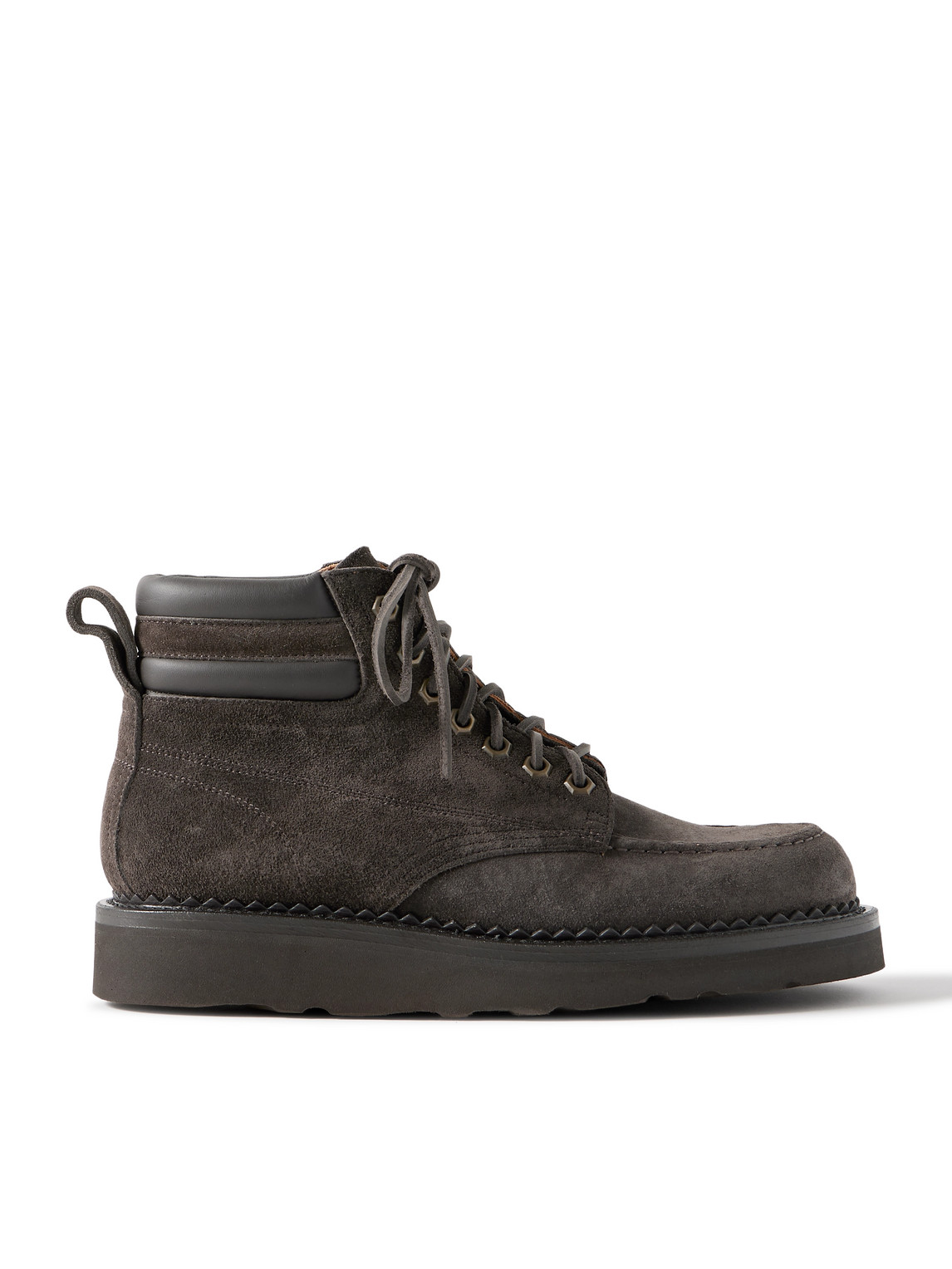 Yuketen Leather-trimmed Suede Boots In Brown