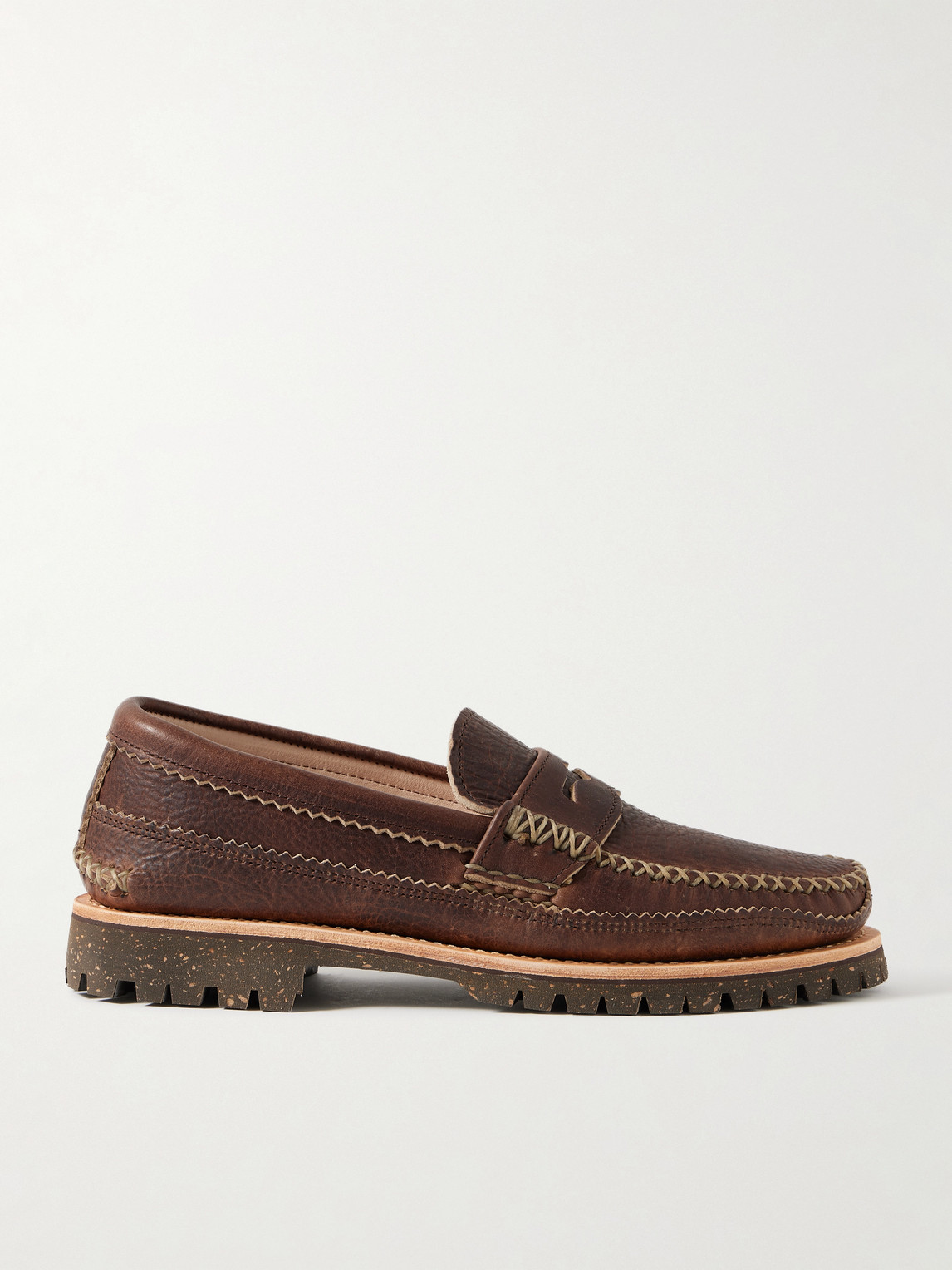 Yuketen Leather Penny Loafers In Brown