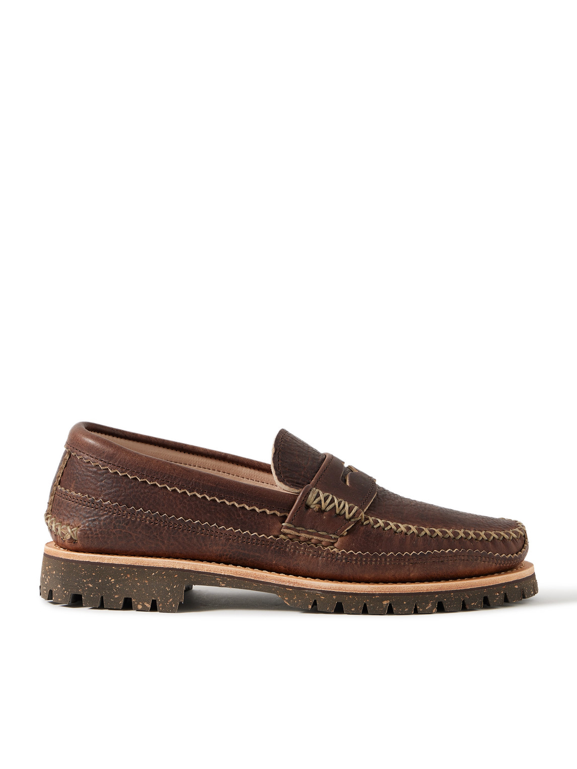 Yuketen Leather Penny Loafers In Brown