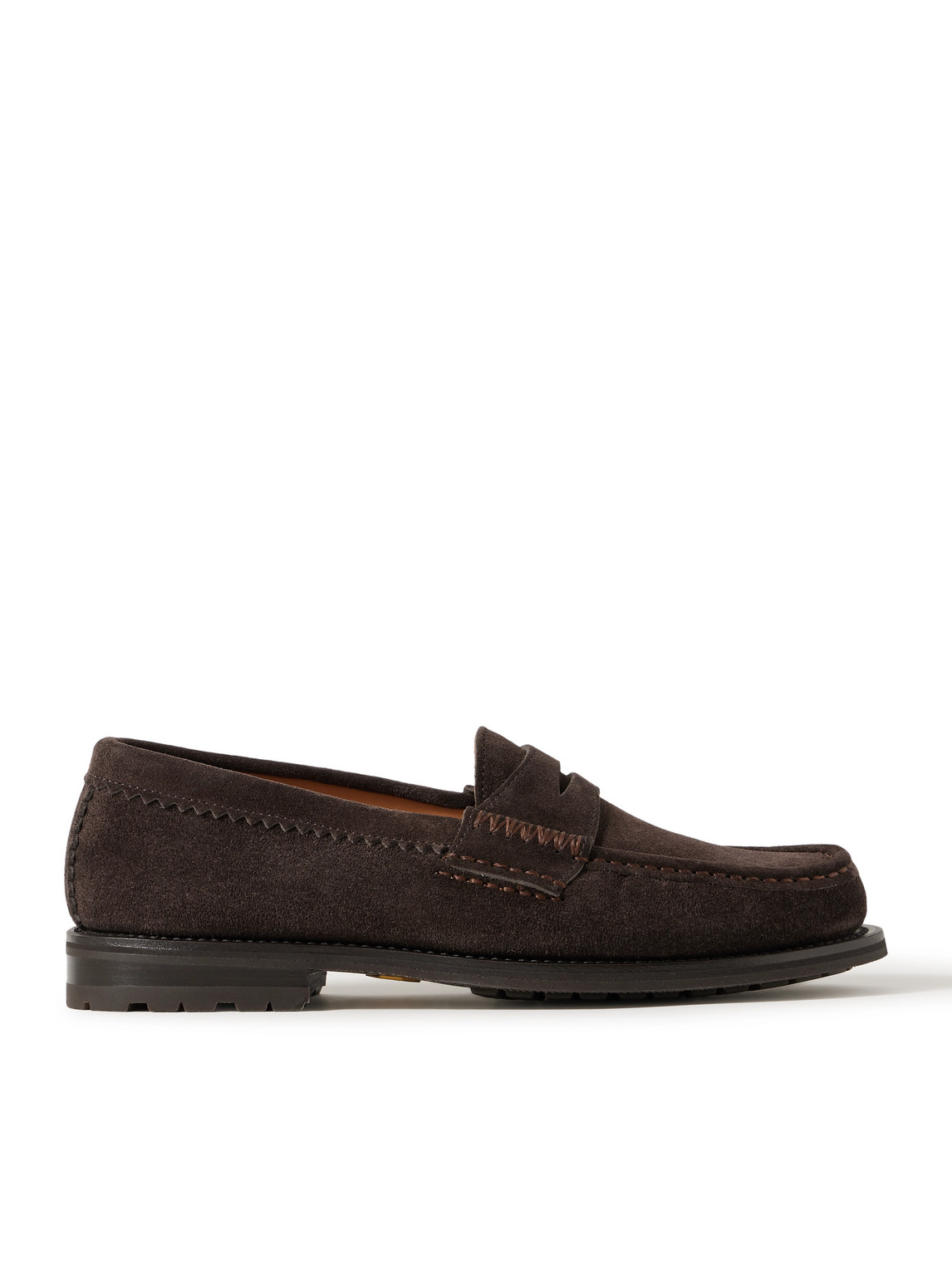 Yuketen Rob's Suede Penny Loafers In Brown