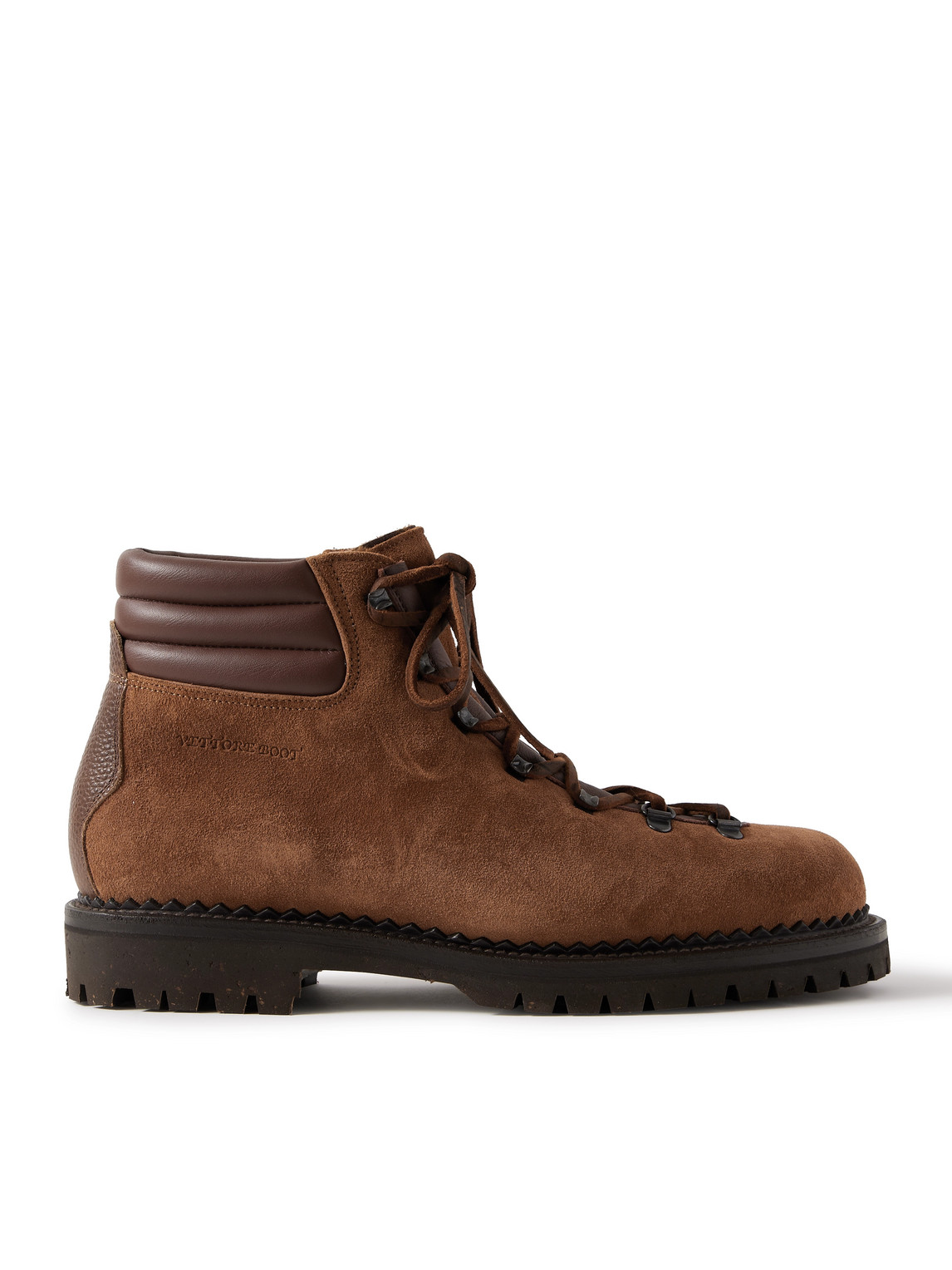 Yuketen Vettore Leather-trimmed Suede Boots In Brown