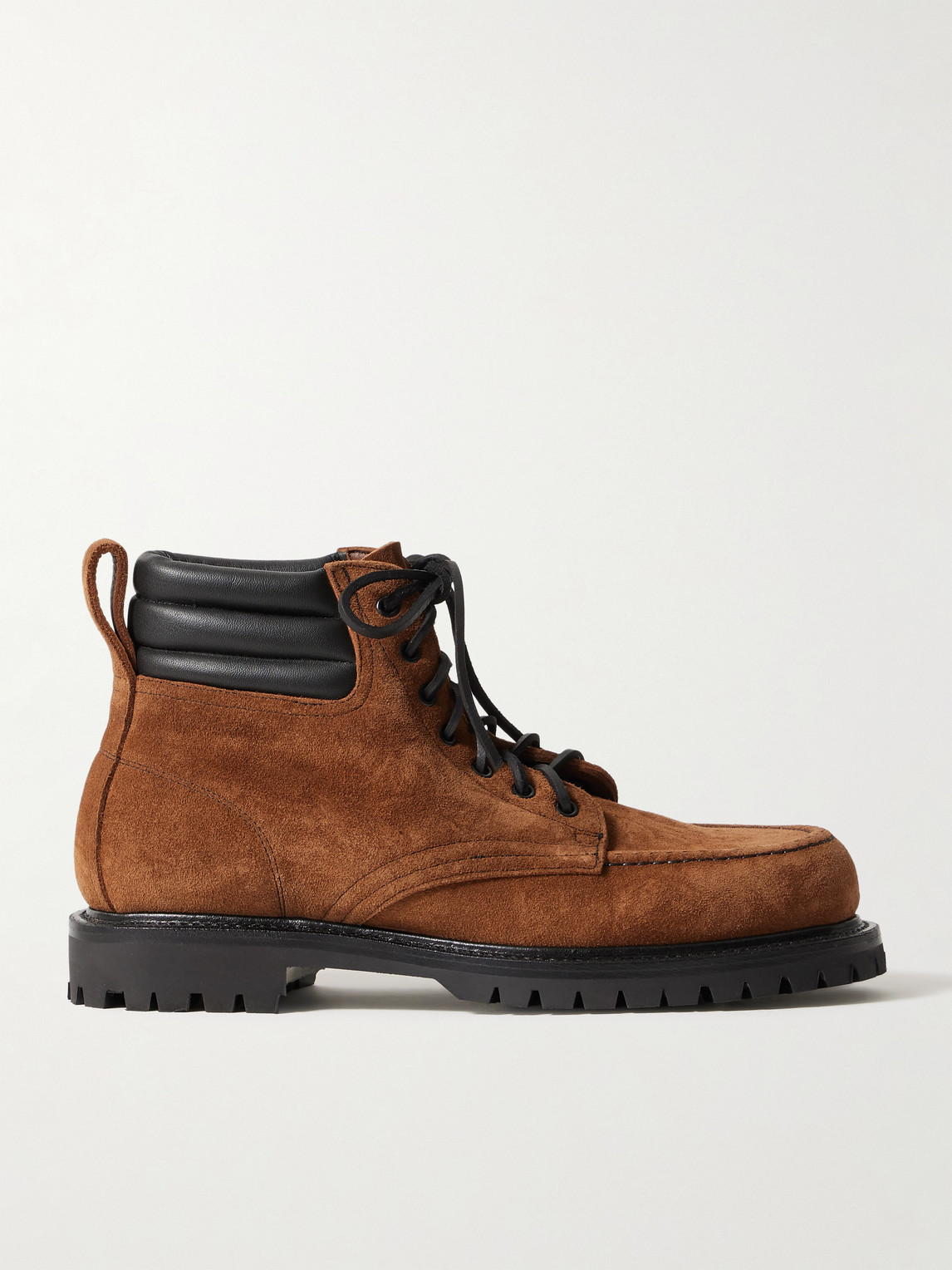 Yuketen Salvia Padded Leather-trimmed Suede Boots In Brown