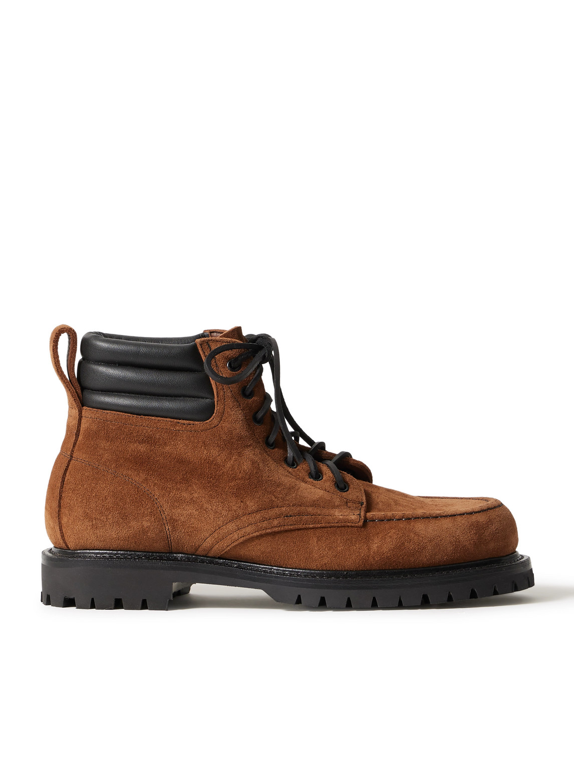 Yuketen Salvia Padded Leather-trimmed Suede Boots In Brown