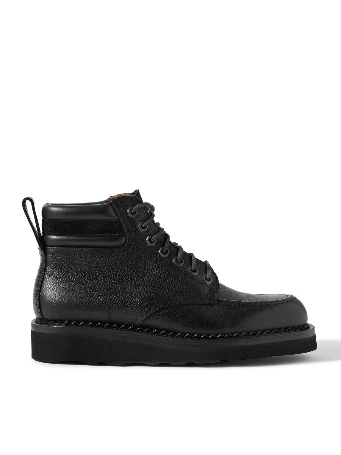 Yuketen Suede-trimmed Full-grain Leather Boots In Black