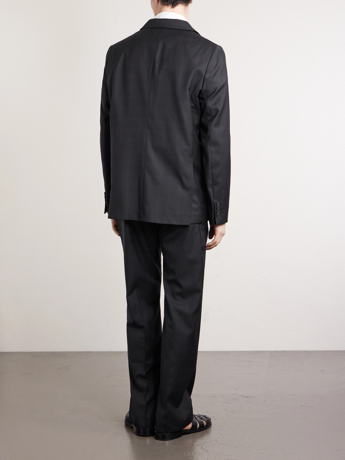 Double-Breasted Checked Virgin Suit Jacket
