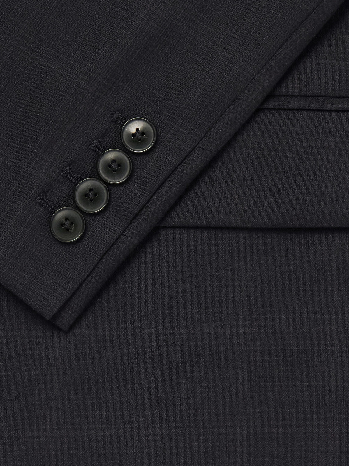 Double-Breasted Checked Virgin Suit Jacket