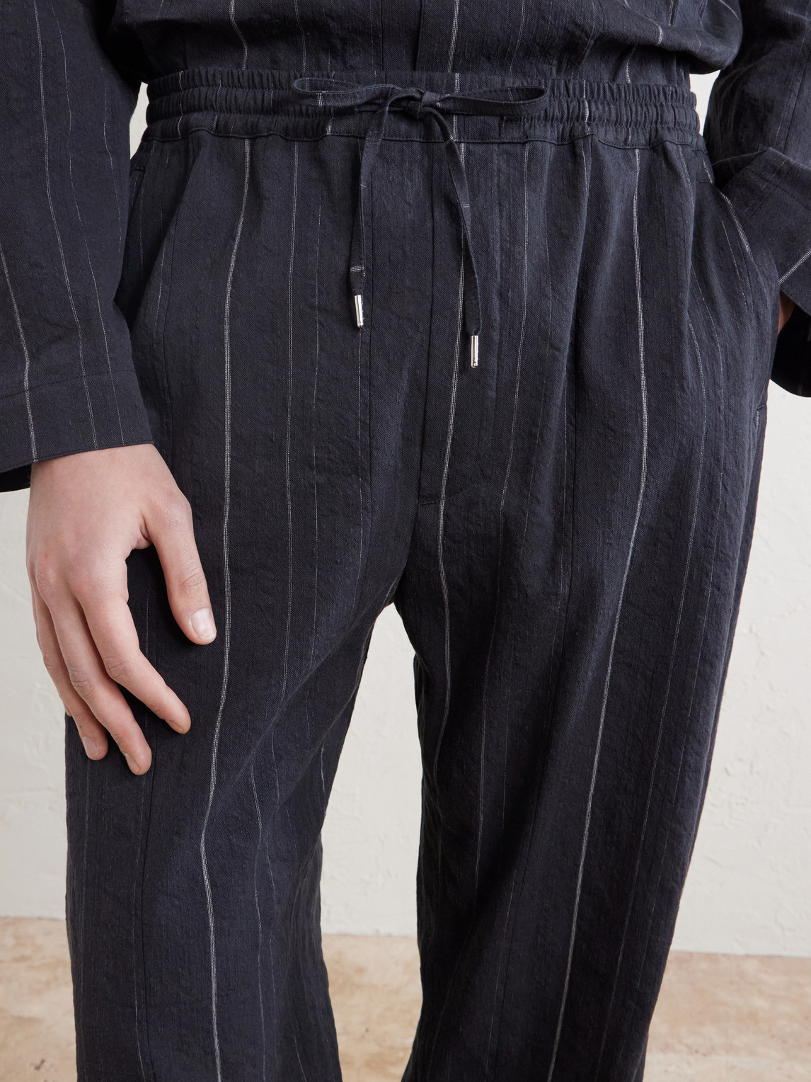 Samurai Straight-Leg Striped Cotton And Linen-Blend Trousers