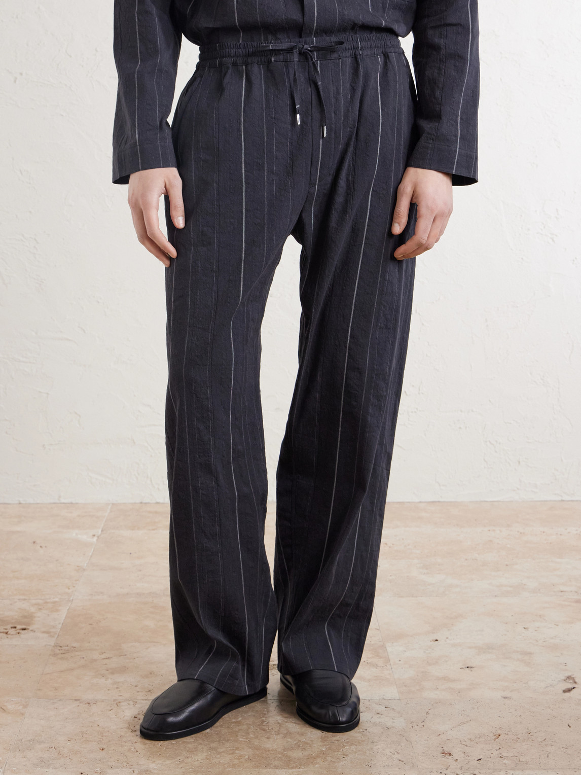  A Kind Of Guise - Samurai Straight-leg Striped Cotton And Linen-blend Trousers - Men - Black - It 48 