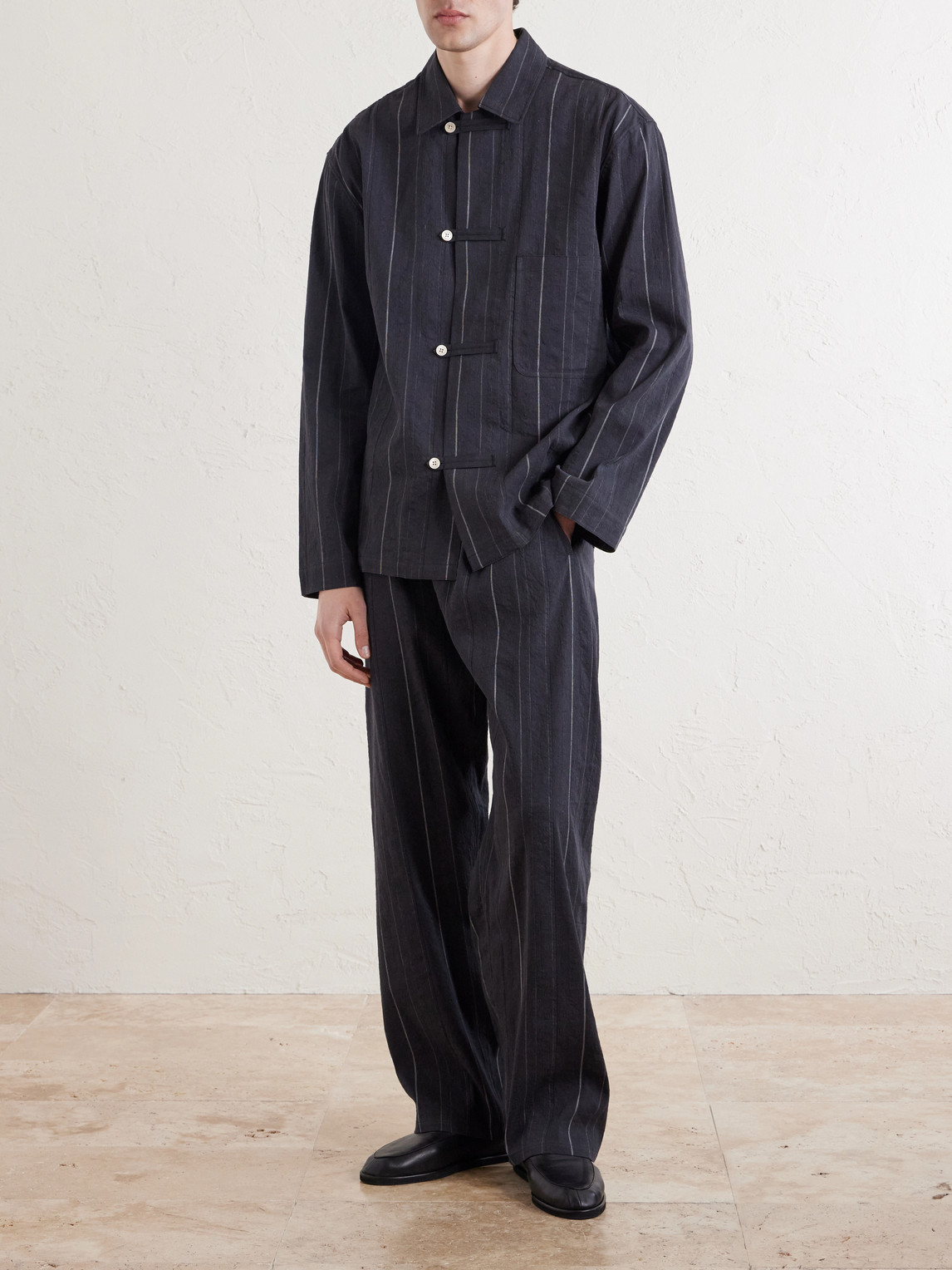 Samurai Straight-Leg Striped Cotton And Linen-Blend Trousers