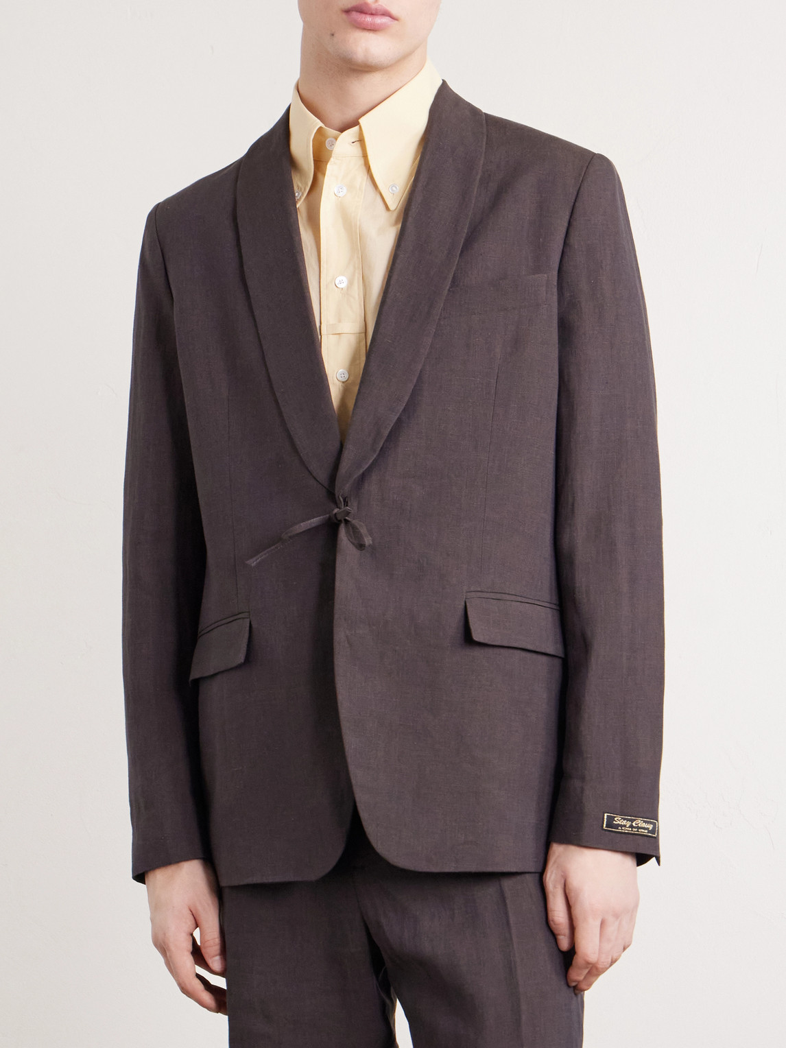Shinji Shawl-Collar Linen Suit Jacket